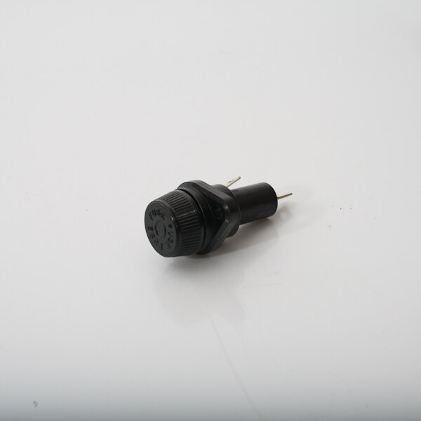A black plastic Giles fuse holder with a black cap.
