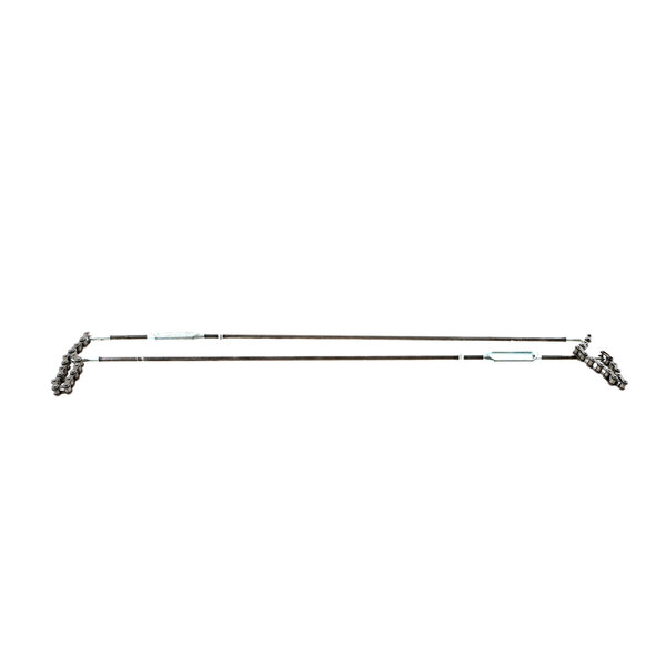 A pair of long metal rods with handles on each end.