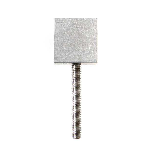 A silver square Bizerba spacer with a screw on top.
