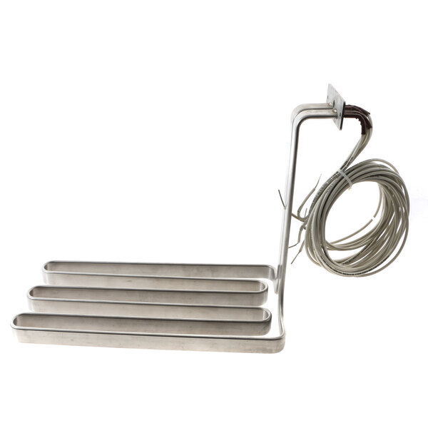 A metal Imperial Lift Heating Element with a wire attached.
