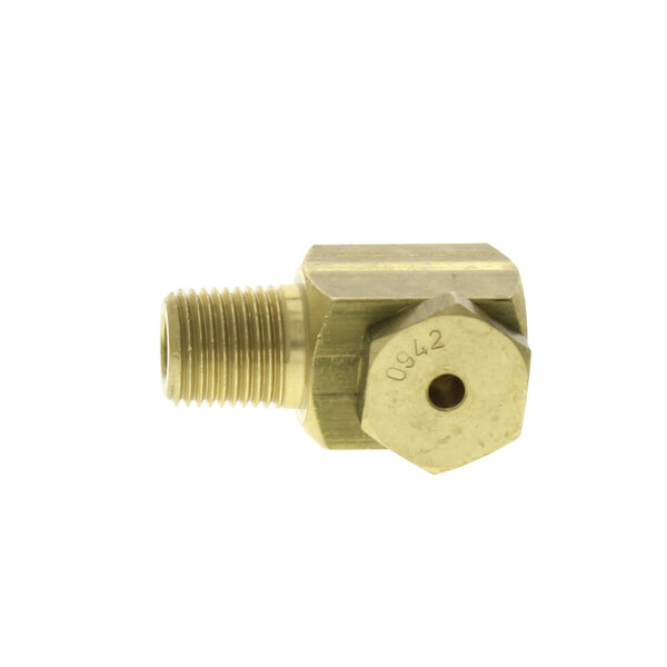 A brass threaded pipe fitting with a nut and a gold metal piece with a nut.