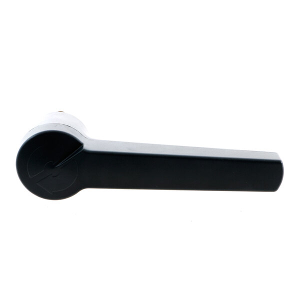 A close-up of a black plastic Rational door handle.