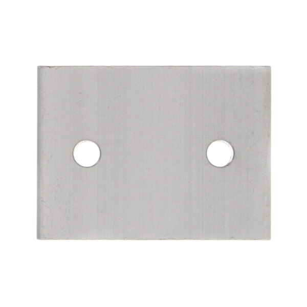 A stainless steel Duke pivot block with two round holes.