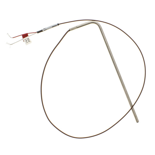 A wire with a red and white wire attached to a metal rod.