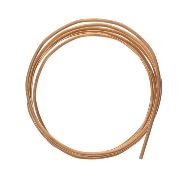A close-up of a brown wire on a white background.