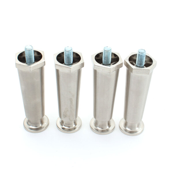 A group of Blodgett stainless steel legs with screws.