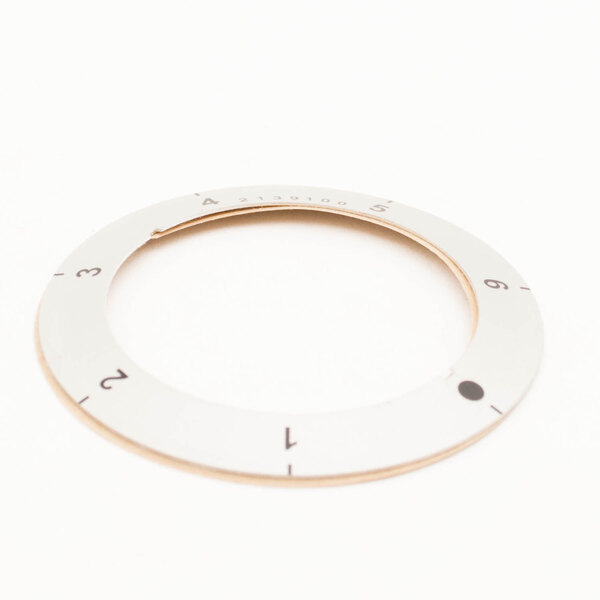 A white circular Garland dial insert with numbers on it.