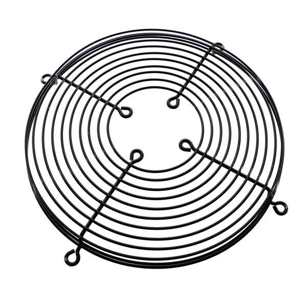 A black metal grid with spirals for a Heatcraft motor.