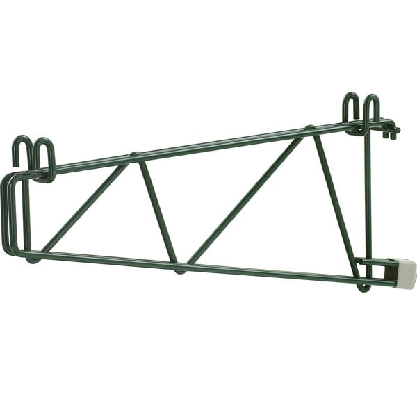 A green Metro SmartWall G3 shelf support with two hooks.