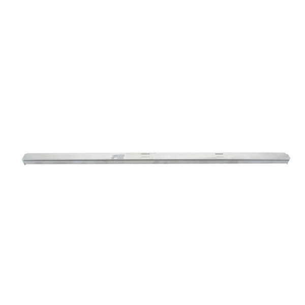 A long metal bar with white ends on a white background.