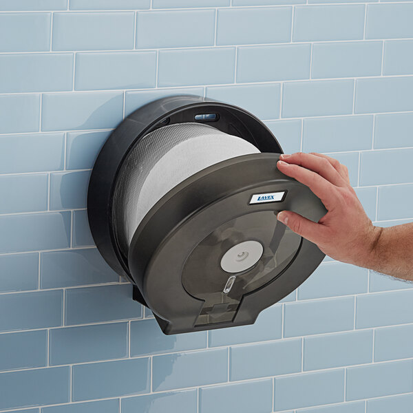 Lavex Black Jumbo Single Roll Toilet Tissue Dispenser