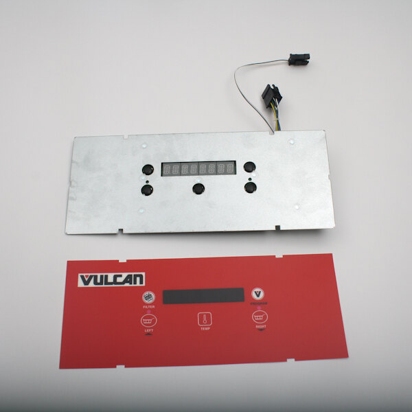 A white rectangular metal control board with black buttons and wires with a red rectangular overlay.