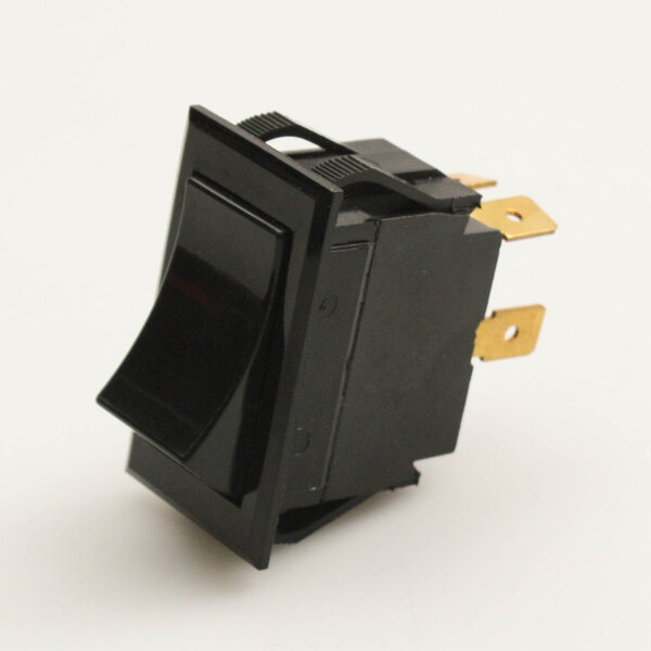A close-up of a black Antunes On/Off switch with a black plastic cover.