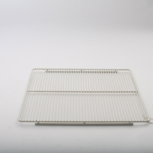A white wire rack for a Beverage-Air refrigerator shelf.