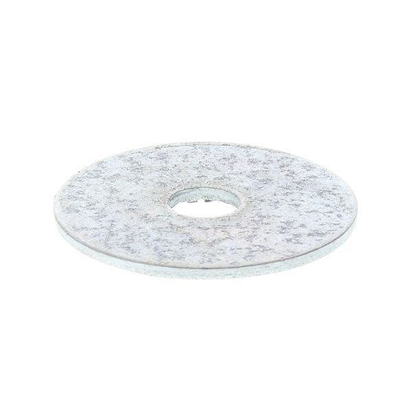 A round white Legion fender washer with a hole in the middle.