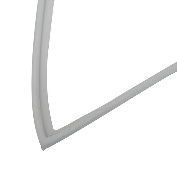 A white plastic frame with a curved edge containing a white rubber seal.
