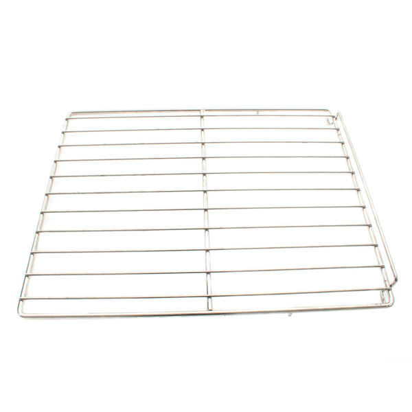 A US Range metal oven rack with a grid of metal wires.