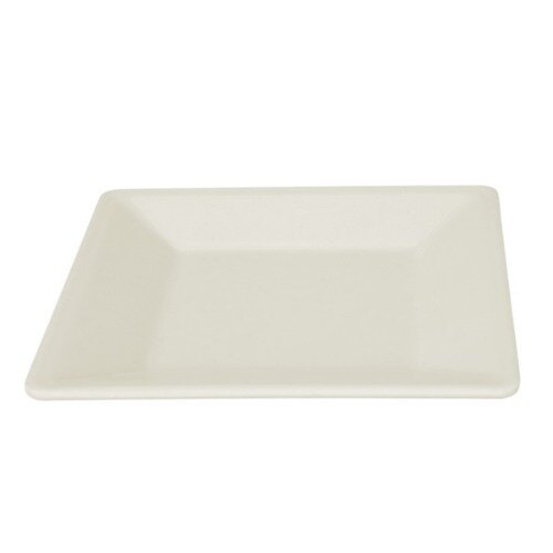 A white square Thunder Group Passion Pearl plate with a white border.