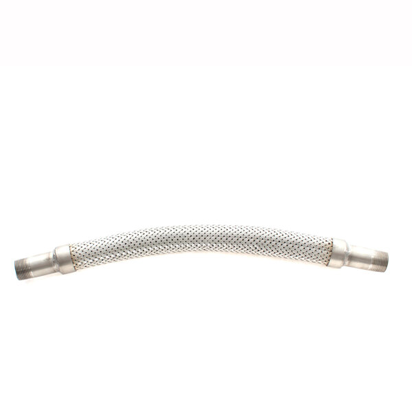 A white metal steam hose with a silver end fitting.