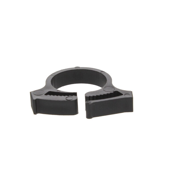 A black plastic Hoshizaki hose clamp ring with holes.