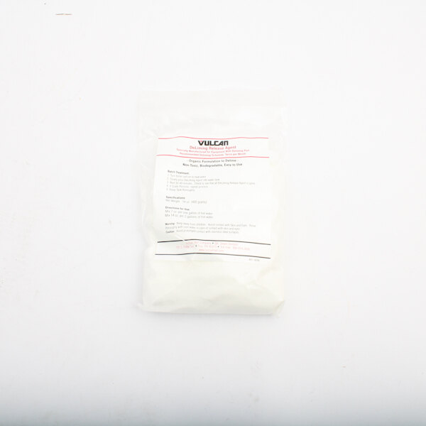 A white bag of Hobart 14 oz. Deliming Solution with a label on it.