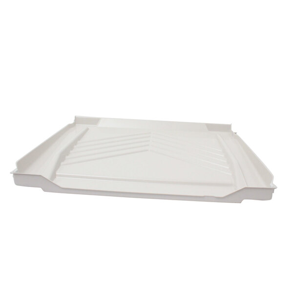 A white rectangular tray with a triangle pattern on it.