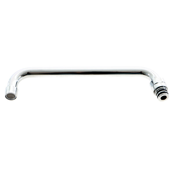 A Perlick silver faucet spout with a long handle.