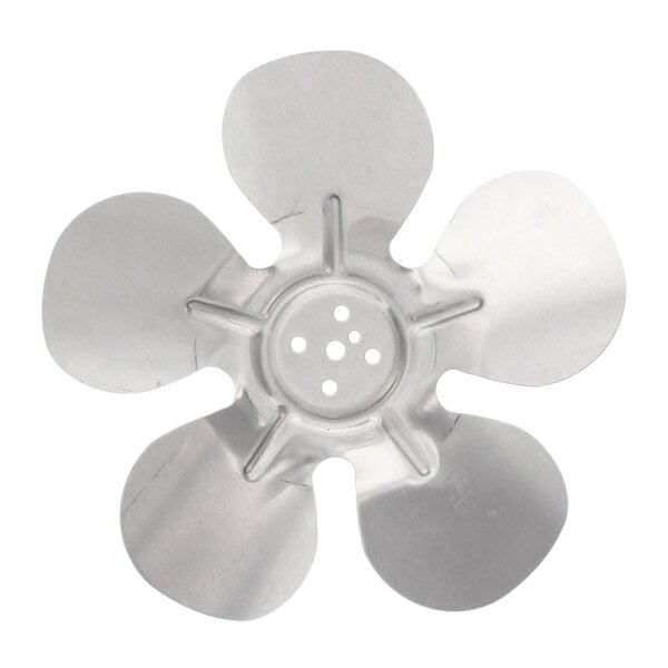 A silver flower shaped fan blade.