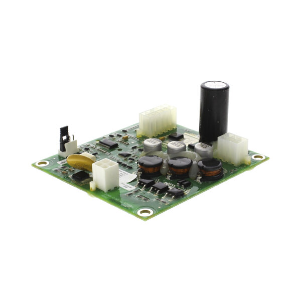 A green circuit board for a Bunn coffee machine with small round objects.