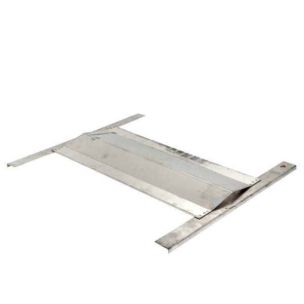 A Montague heat deflector, a metal plate with a flat edge and a handle on top.
