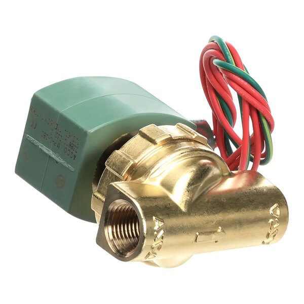 A Crown Steam Solenoid Valve 8220G405 with red and green wires.