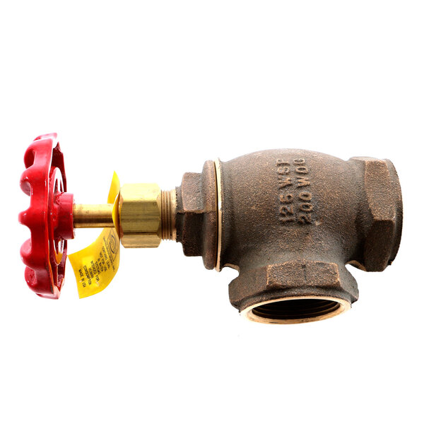 A Legion Steam Valve with a red handle and a red valve.