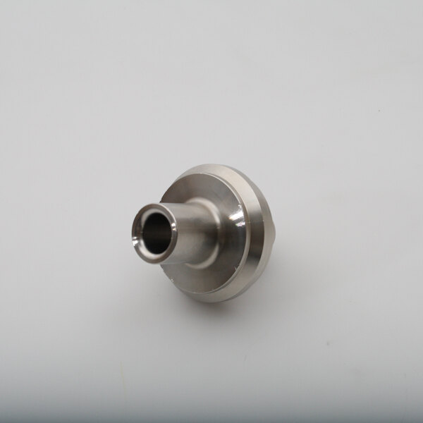 A Legion stainless steel faucet gland with a hole in it.