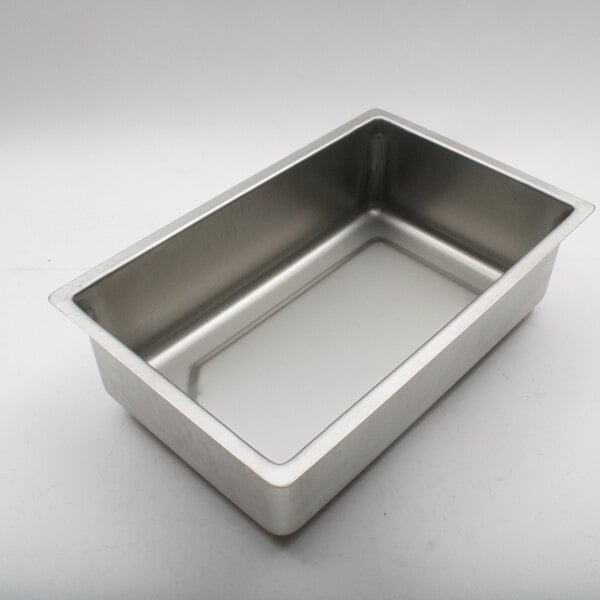 An APW Wyott stainless steel rectangular pan with a clear bottom.