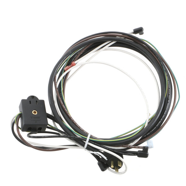 A Beverage-Air wire harness with wires and a black box.