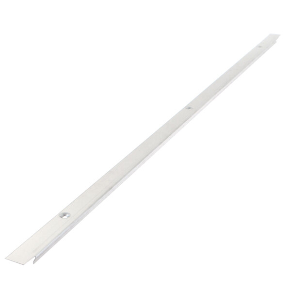 A white metal long strip with holes and a long handle.