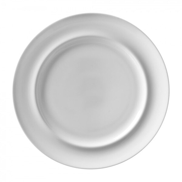 A 10 Strawberry Street Taverno white porcelain plate with a white border.
