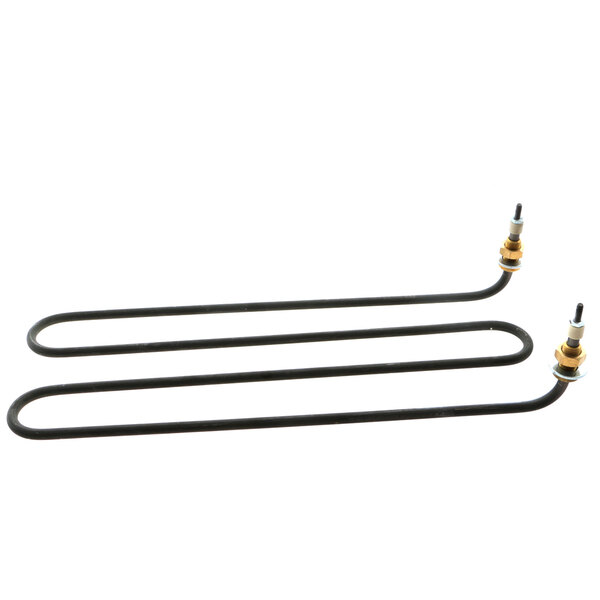 Two black metal Cres Cor 240v heating elements with two wires.