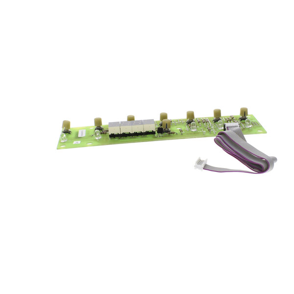 An Electrolux Professional green circuit board with a purple strap.