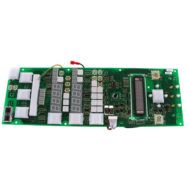 An Electrolux Dito PCB user interface with a green circuit board and white and black buttons.