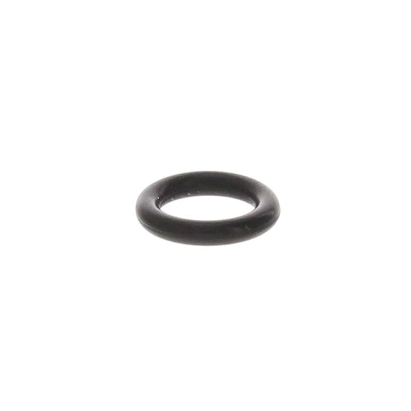 A black round rubber O-ring on a white background.