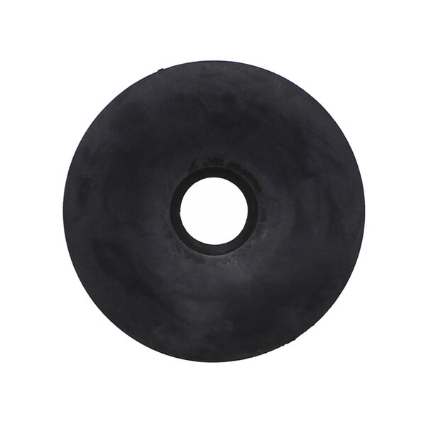 A black circular gasket with a hole in it.
