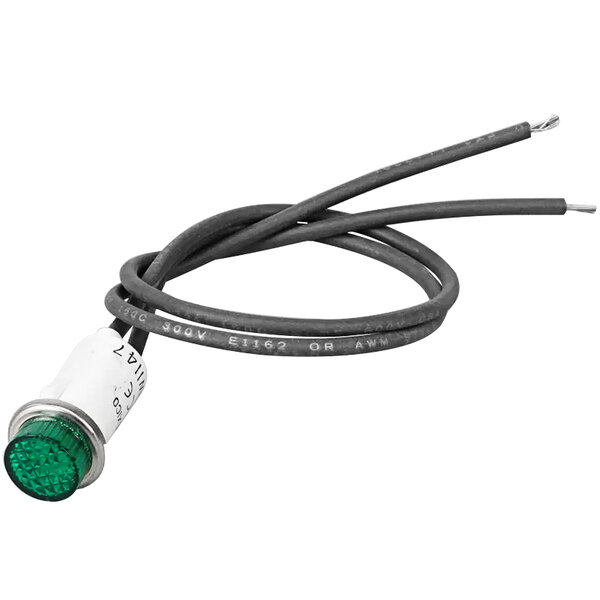 A green pilot light with a cable.