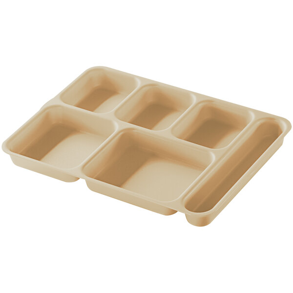 A beige plastic tray with six compartments.