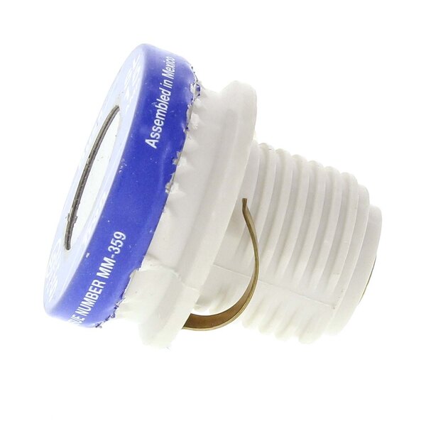 A close-up of a white and blue plastic Carrier 0SLC015 fuse.