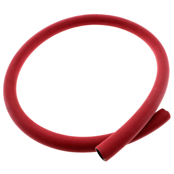 A red rubber Market Forge hose with a hole in the middle.