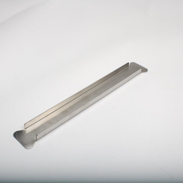 An Alto-Shaam stainless steel short bar on a white surface.