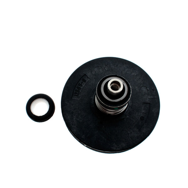 A black round rubber impeller with a metal ring.