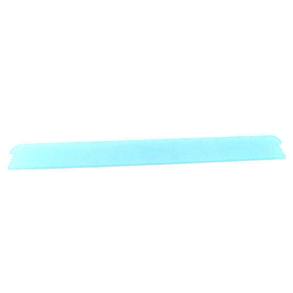 A blue rectangular plastic strip with white borders on a white background.