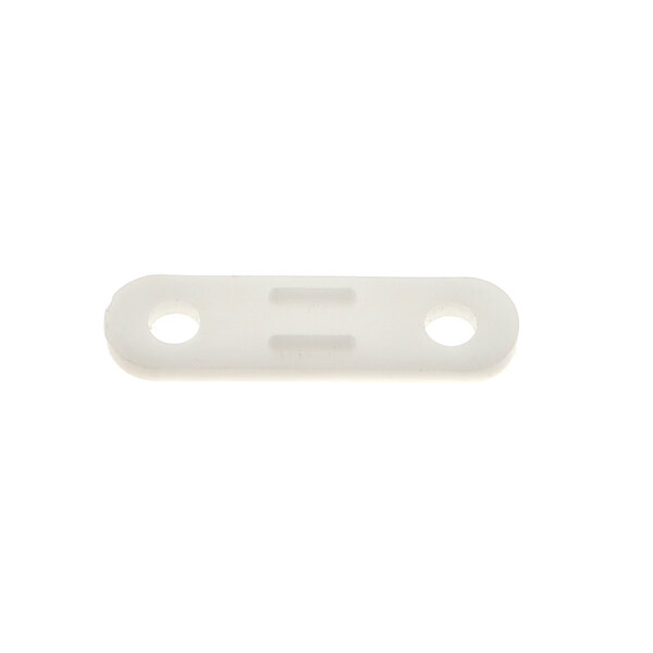 A white rectangular plastic strain relief with holes.